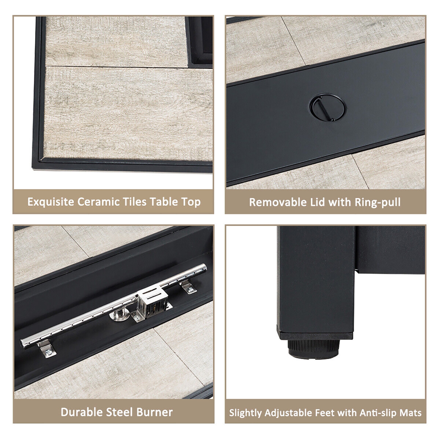 Gymax 7PCS Patio Rattan Furniture Set Fire Pit Table Cover Cushion