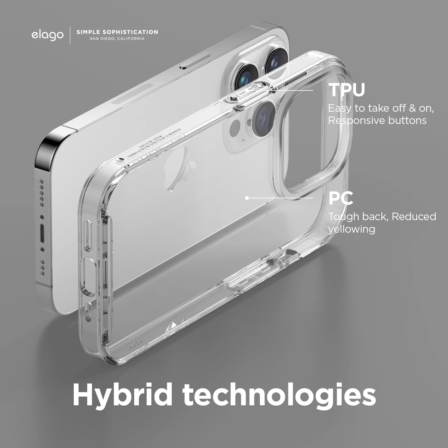 elago Hybrid Clear Case Compatible with iPhone 14 Pro Max Case- 6.7" -Military Grade Drop Protection, PC + TPU Hybrid Technology, Reduced Yellowing,