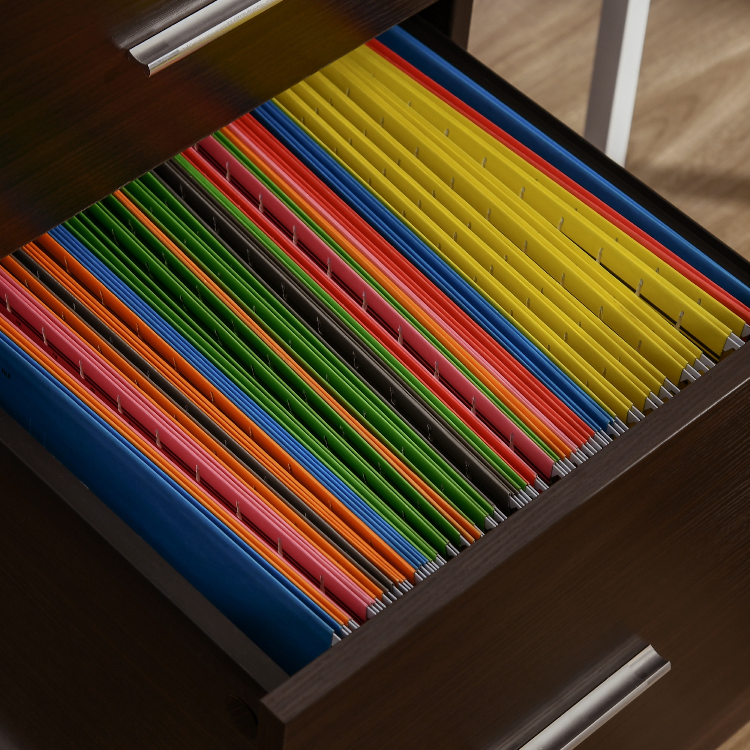 Vinsetto Vertical Filing Cabinet with Wheels, 2-Drawer Mobile File Cabinet, Office Storage Cabinet for Letter or A4 File, Study Home Office, Brown