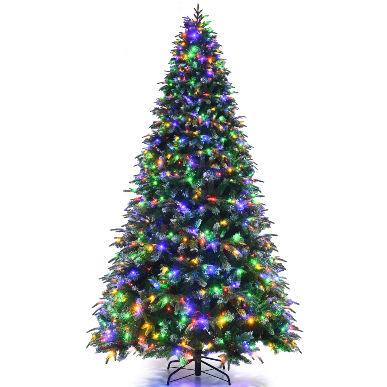 Topbuy 5ft Hinged Life-Like Christmas Tree W/ 250 LED Lights Pre-Lit Artificial Xmas Tree W/ 581 PE & PVC Leaves