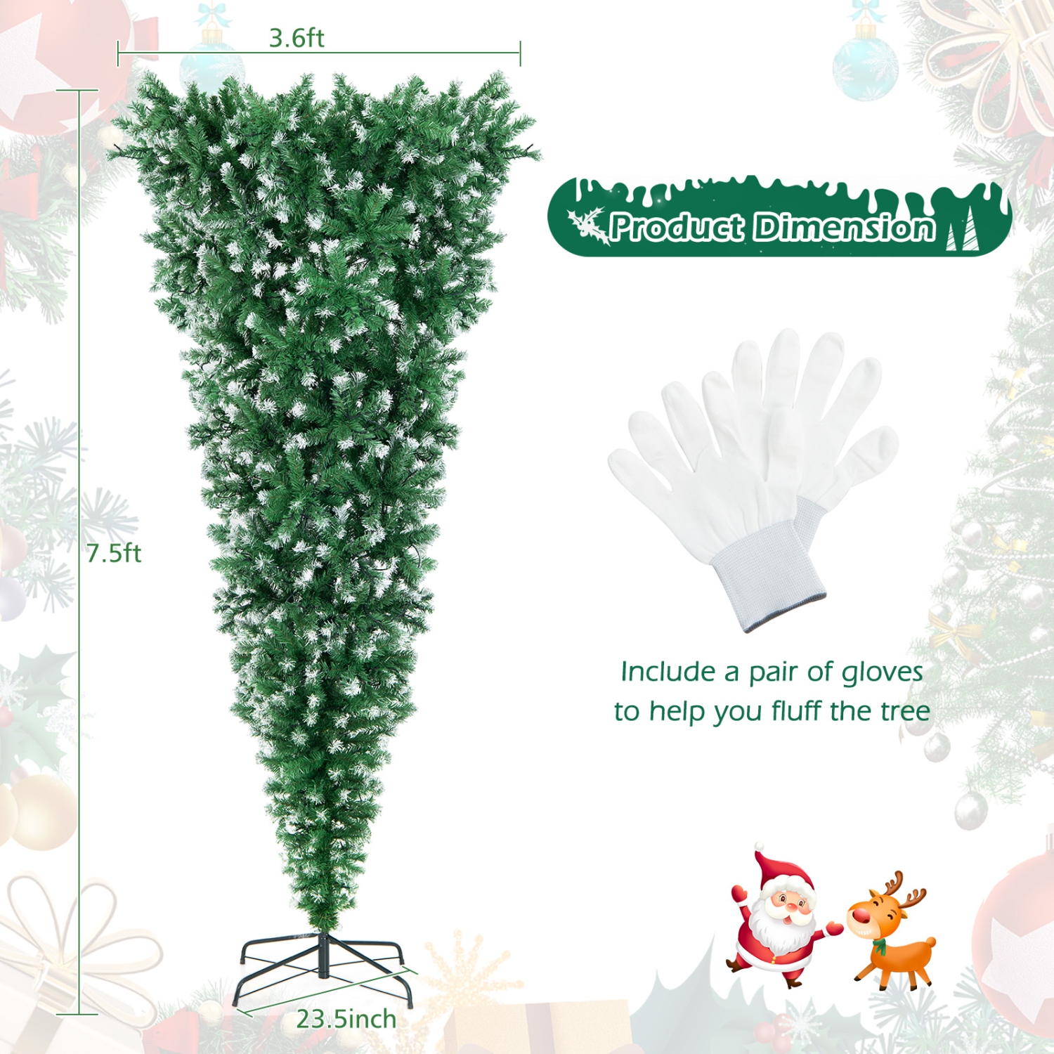 TopBuy – Arbre de Noël illuminé à l’envers de 7,5 pi, arbre artificiel avec 400 lumières à DEL blanc chaud et 8 modes d’éclairage, sapin de Noël