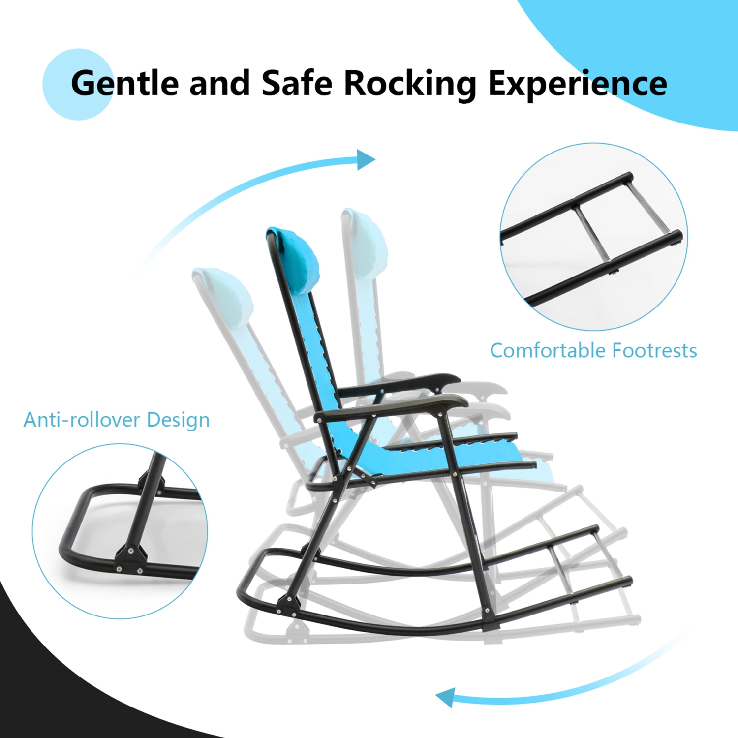 Gymax 2PCS Patio Folding Rocking Chair Outdoor Portable Lounge Rocker