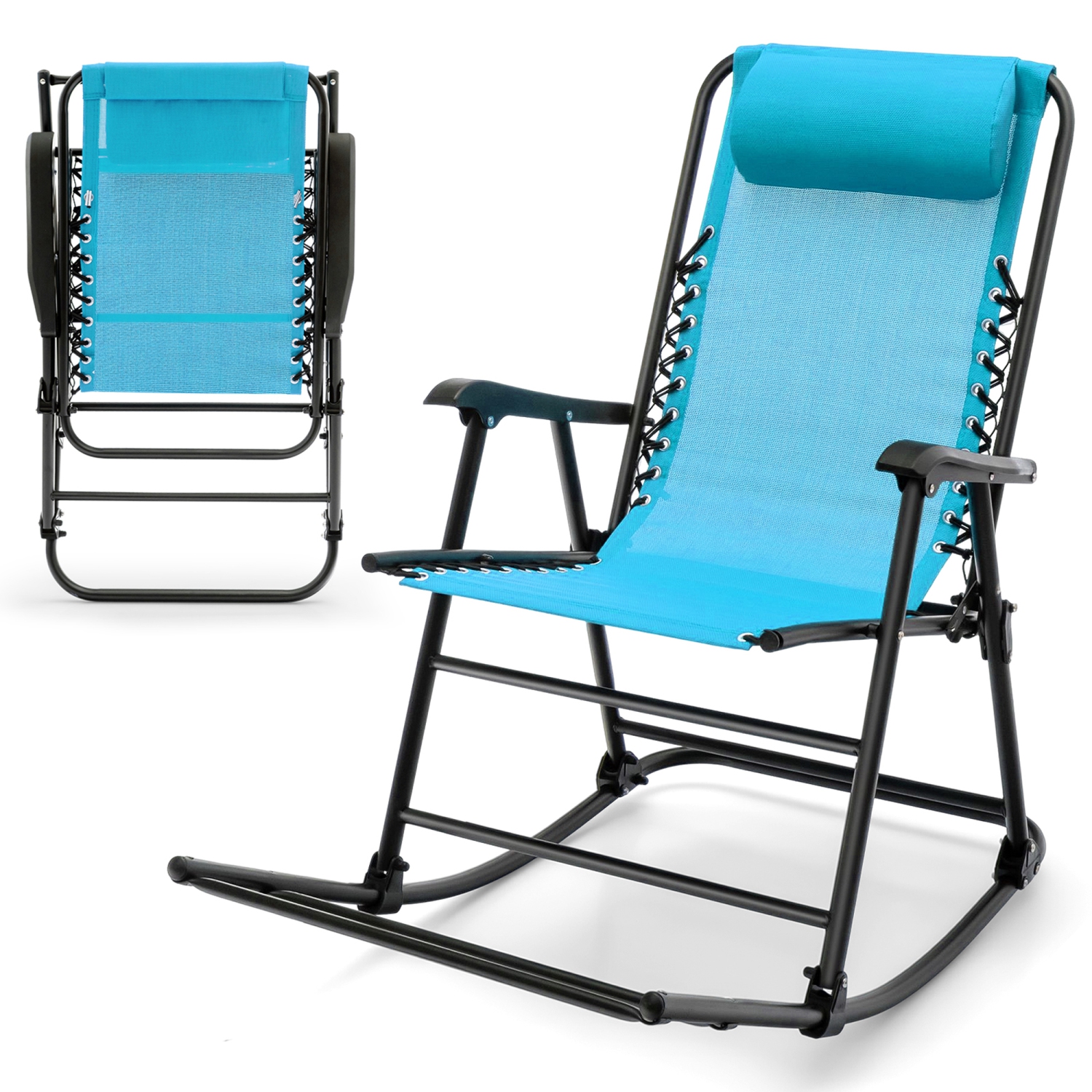 Gymax 2PCS Patio Folding Rocking Chair Outdoor Portable Lounge Rocker
