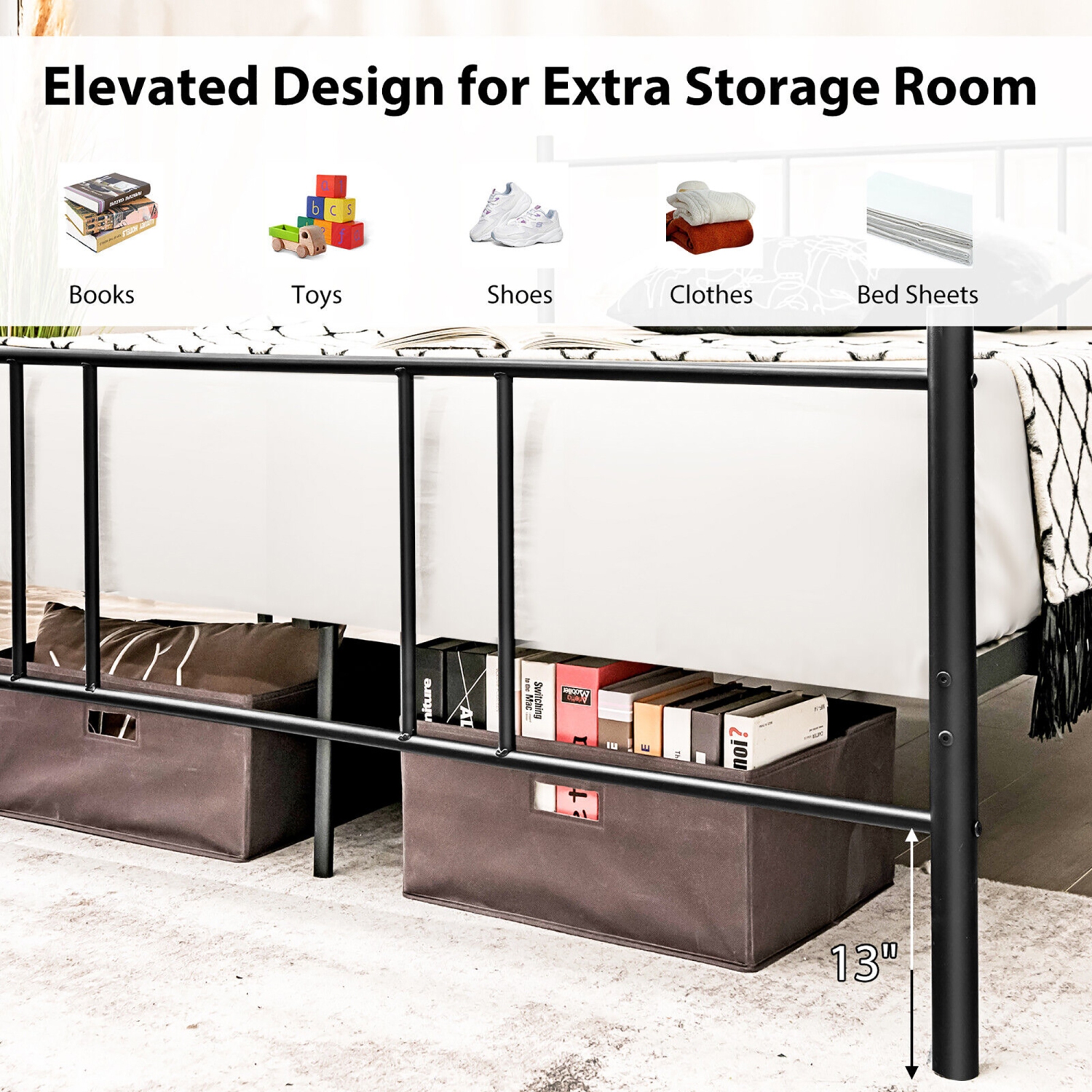 Gymax Full Size Platform Bed Frame Headboard Heavy-Duty Mattress Foundation Bedroom