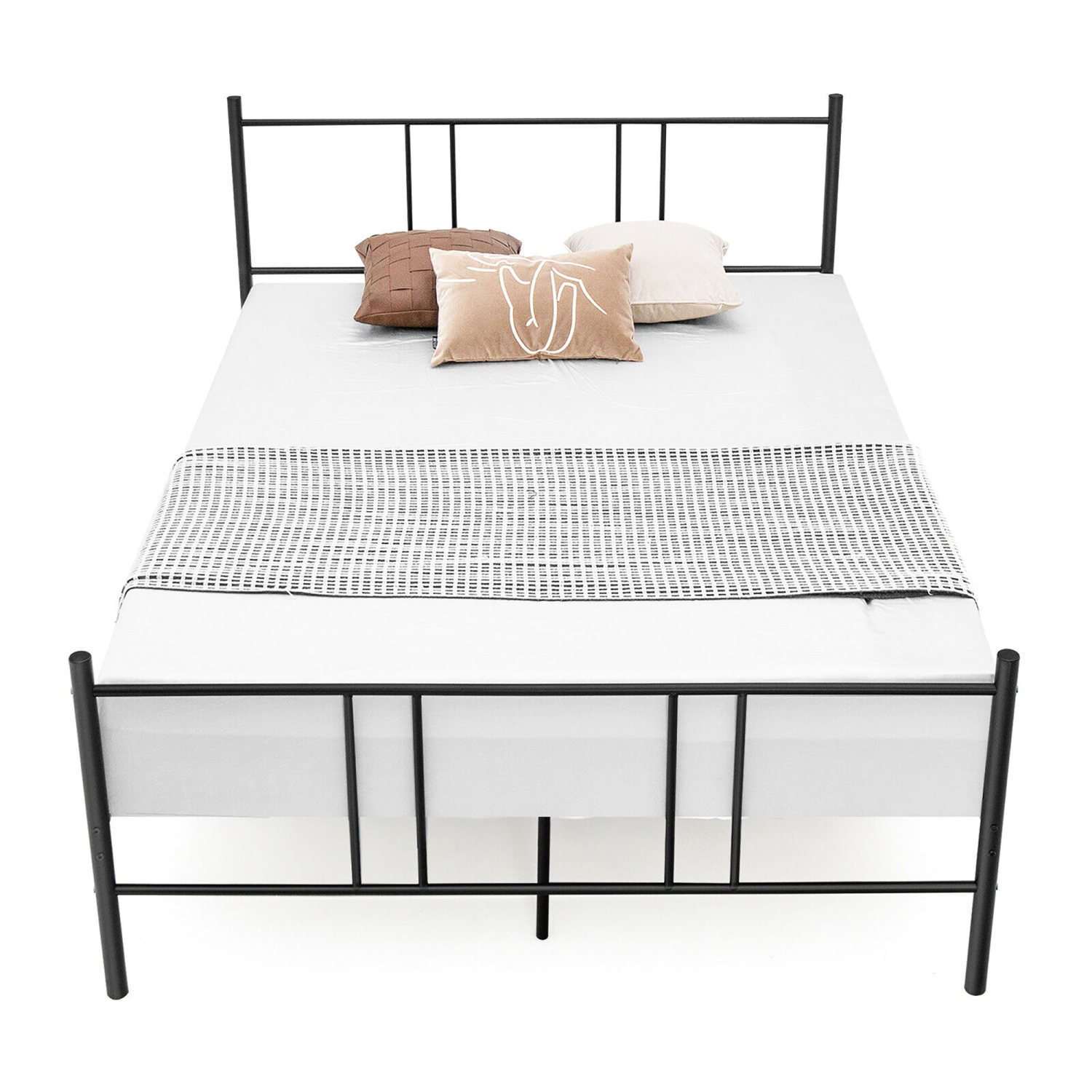 Gymax Full Size Platform Bed Frame Headboard Heavy-Duty Mattress Foundation Bedroom