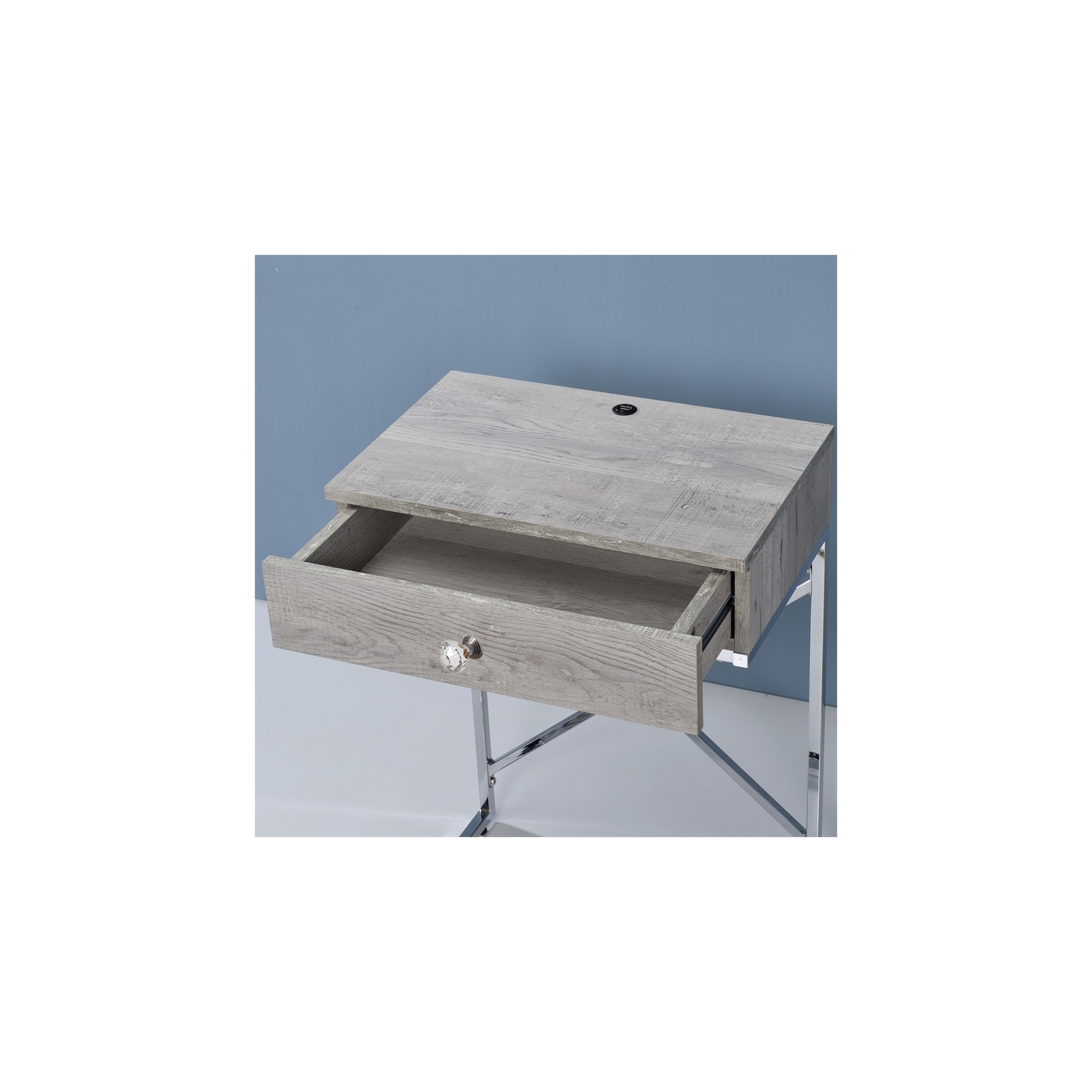 Bowery Hill Modern Wood 1-Drawer End Table in Light Gray Finish