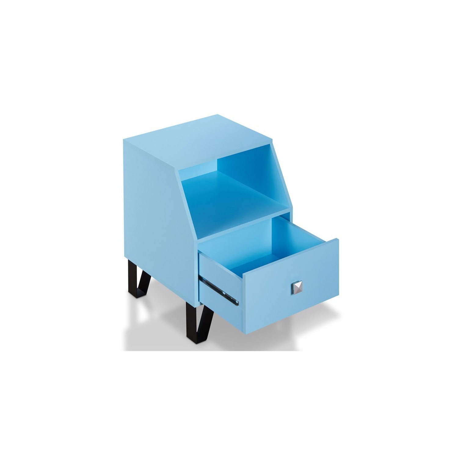 Bowery Hill Modern Wood Storage End Table in Light Blue Finish