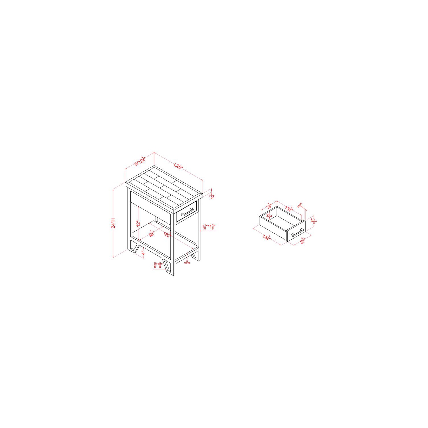 Bowery Hill Transitional Wood 1-Shelf Side Table in Antique White