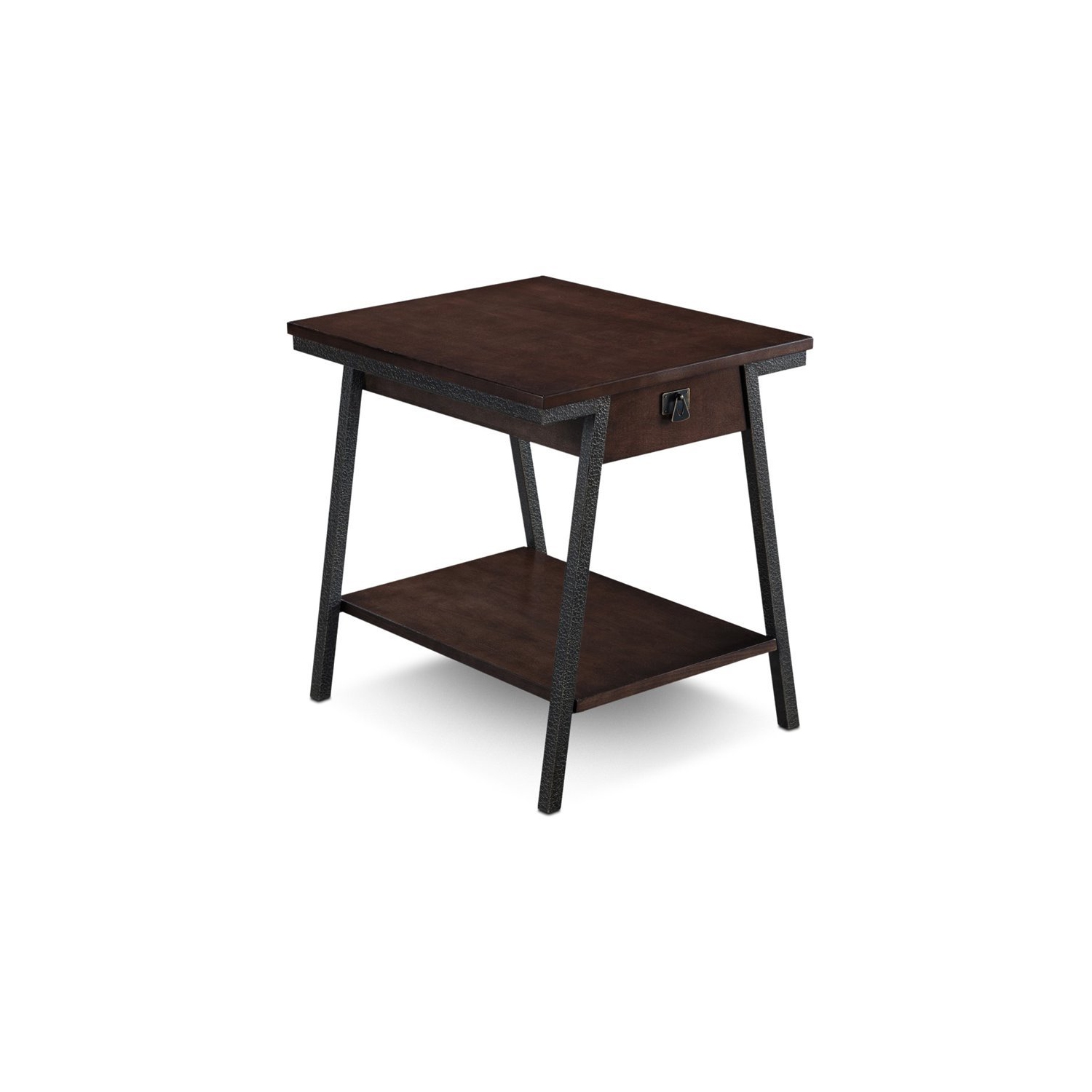 Leick Empiria Single Wood Drawer End Table in Walnut and Foundry Bronze Brown