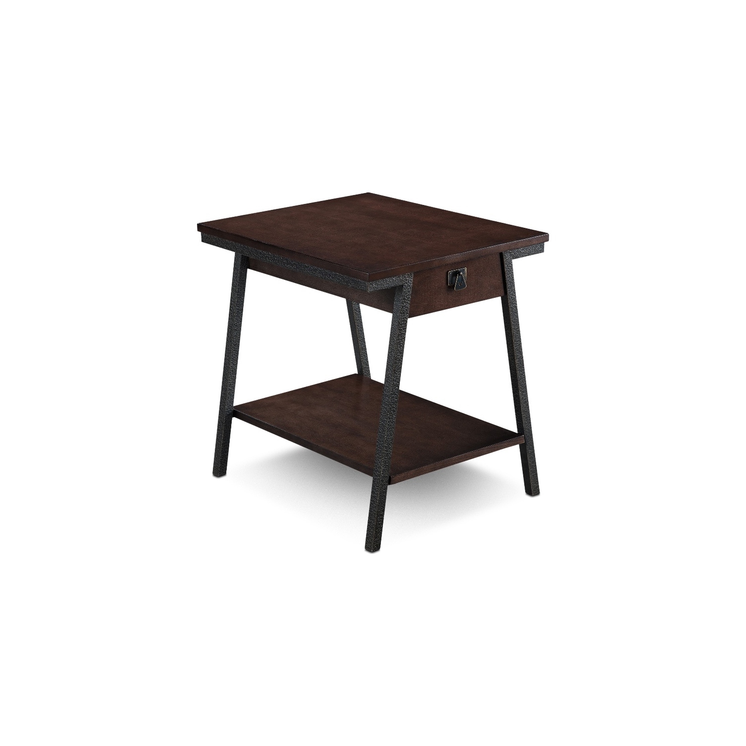 Leick Empiria Single Wood Drawer End Table in Walnut and Foundry Bronze Brown