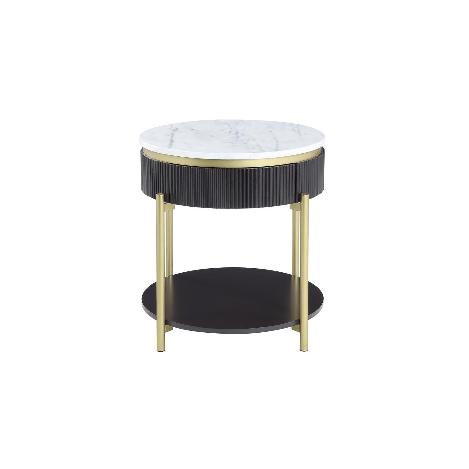 Bowery Hill Contemporary Wood 1-Drawer End Table in Dark Walnut