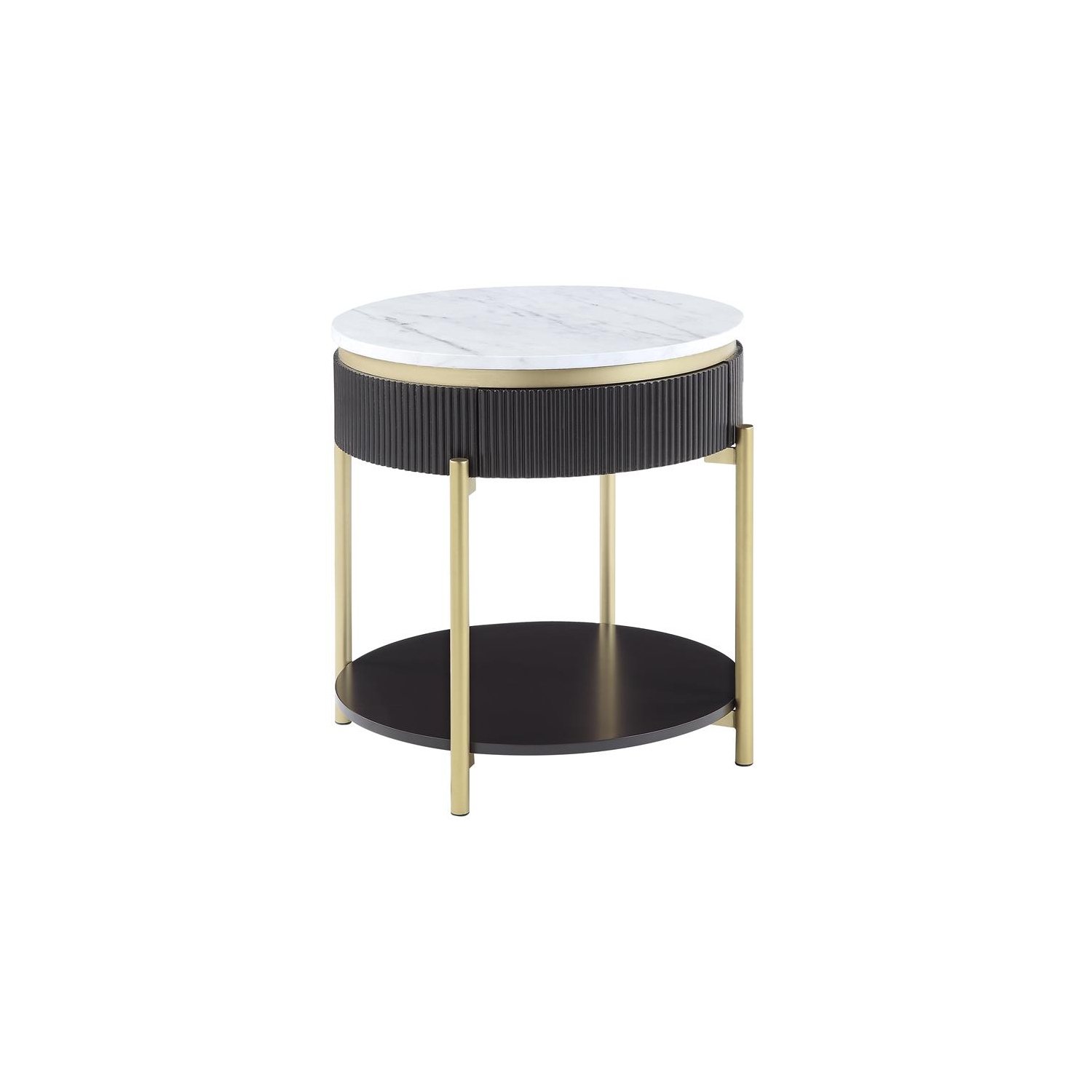 Bowery Hill Contemporary Wood 1-Drawer End Table in Dark Walnut