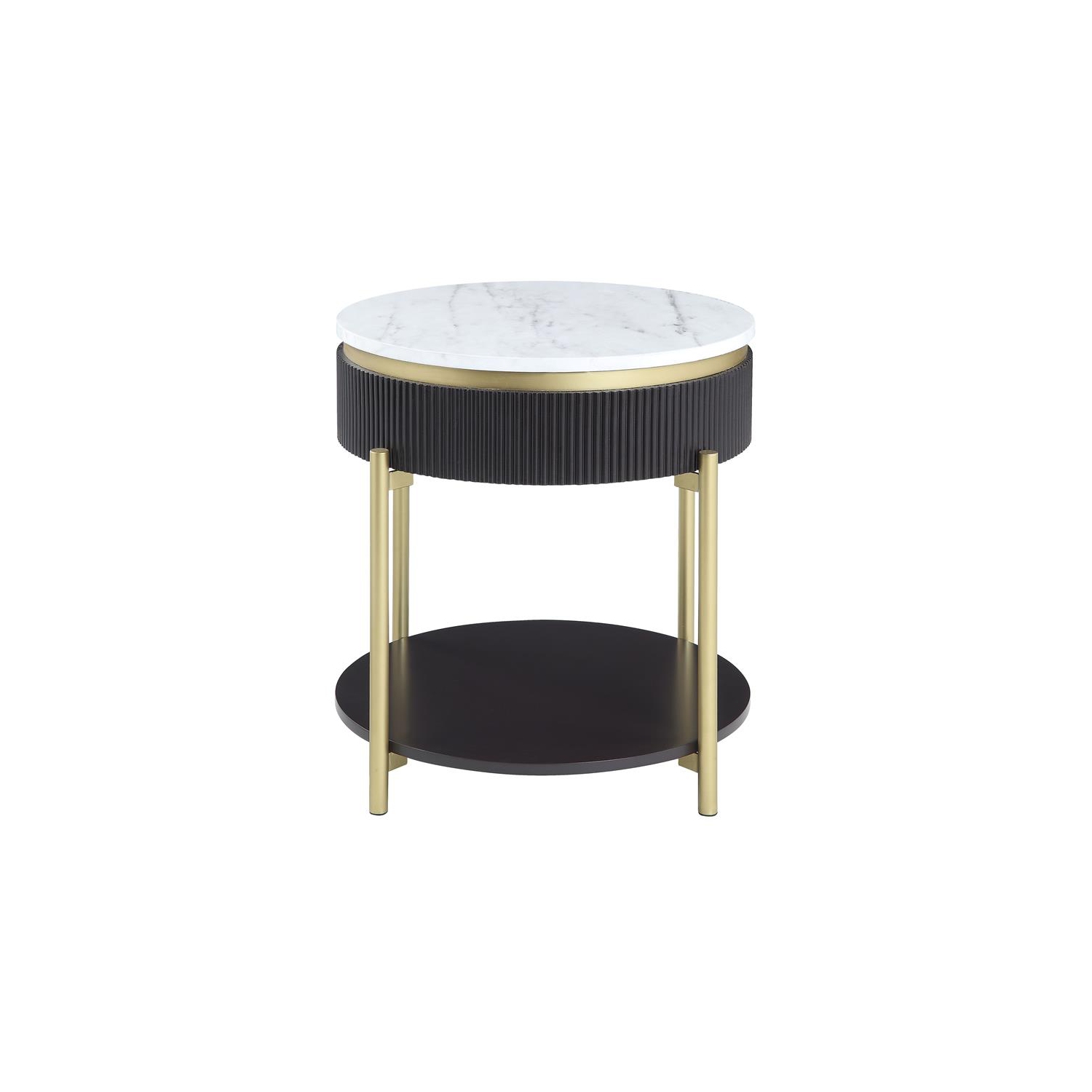 Bowery Hill Contemporary Wood 1-Drawer End Table in Dark Walnut