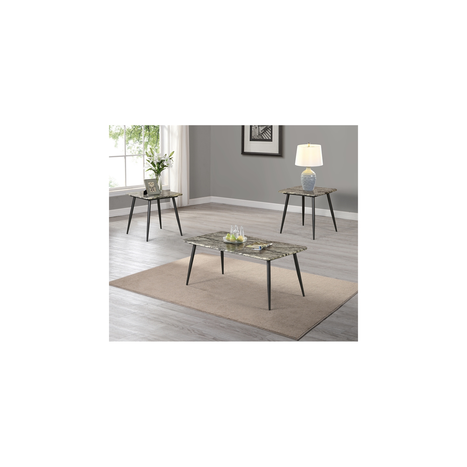 Ensemble de 3 tables basses en bois de milieu de siècle de Bowery Hill, fini gris