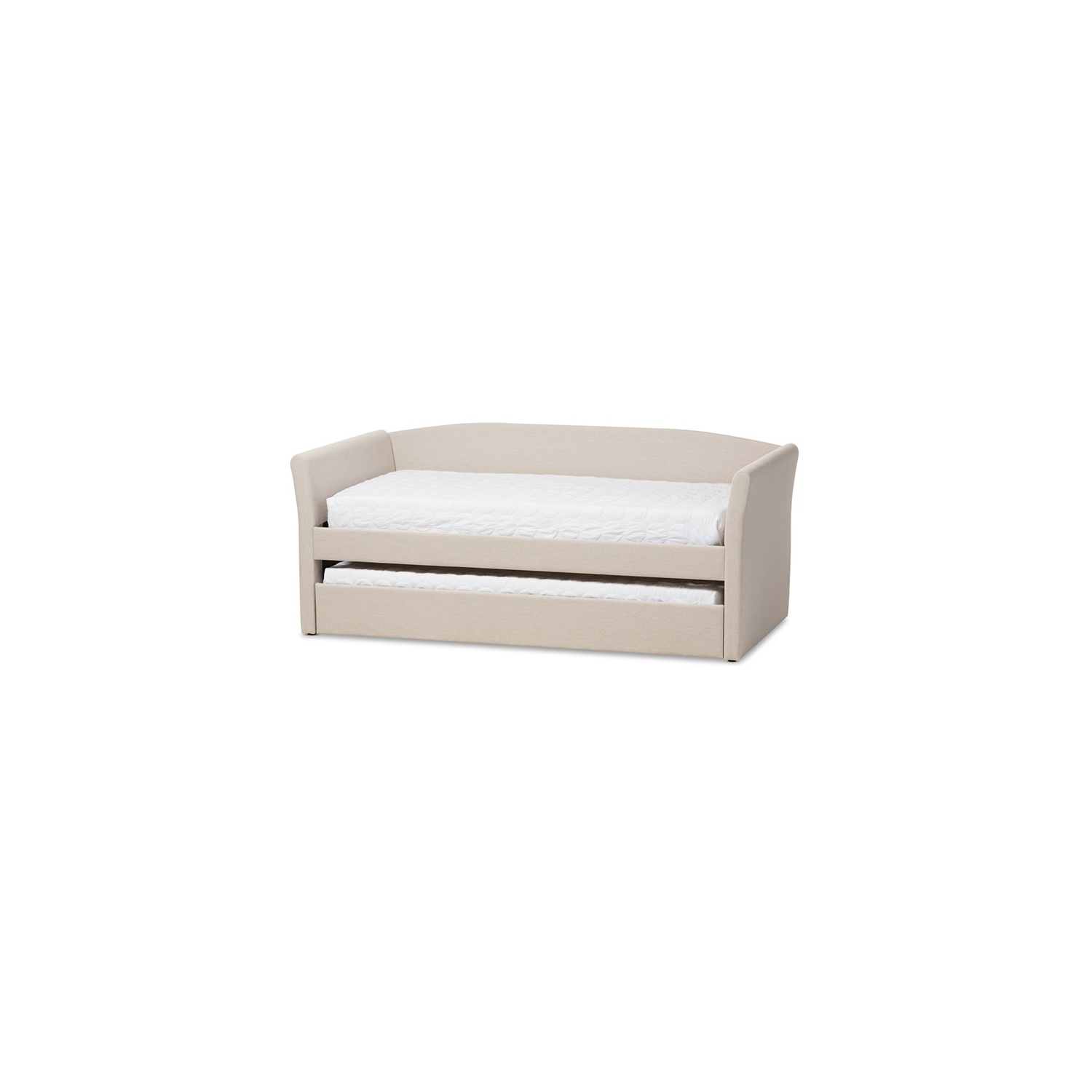 Bowery Hill Upholstered Daybed with Trundle in Beige