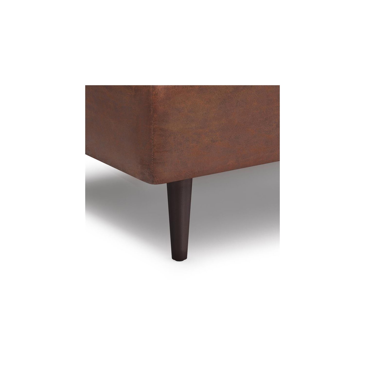 Pouf de rangement/table basse de 34 po de largeur Shay en similicuir brun alezan vieilli