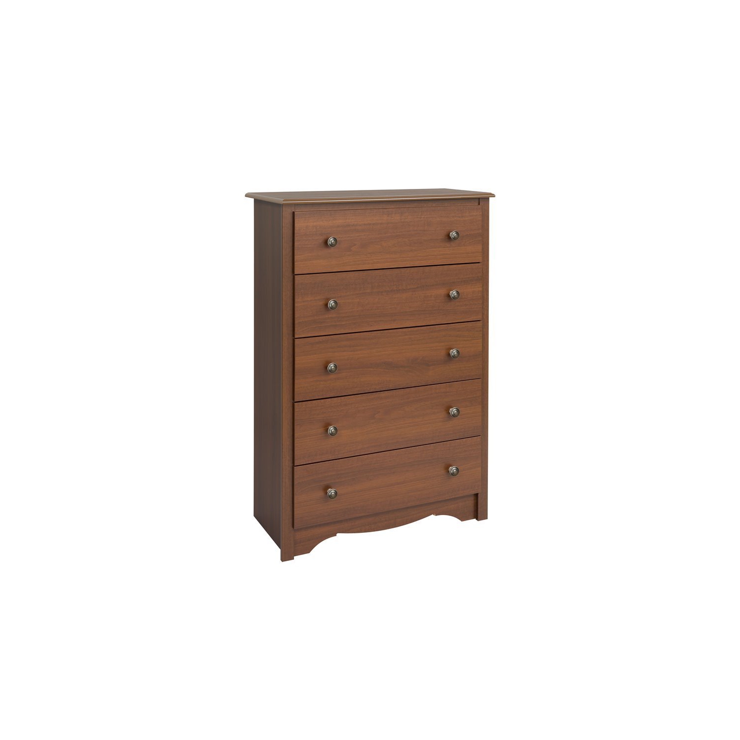 Wright Home Pewter 5 Spacious Drawers Chest in Cherry Finish