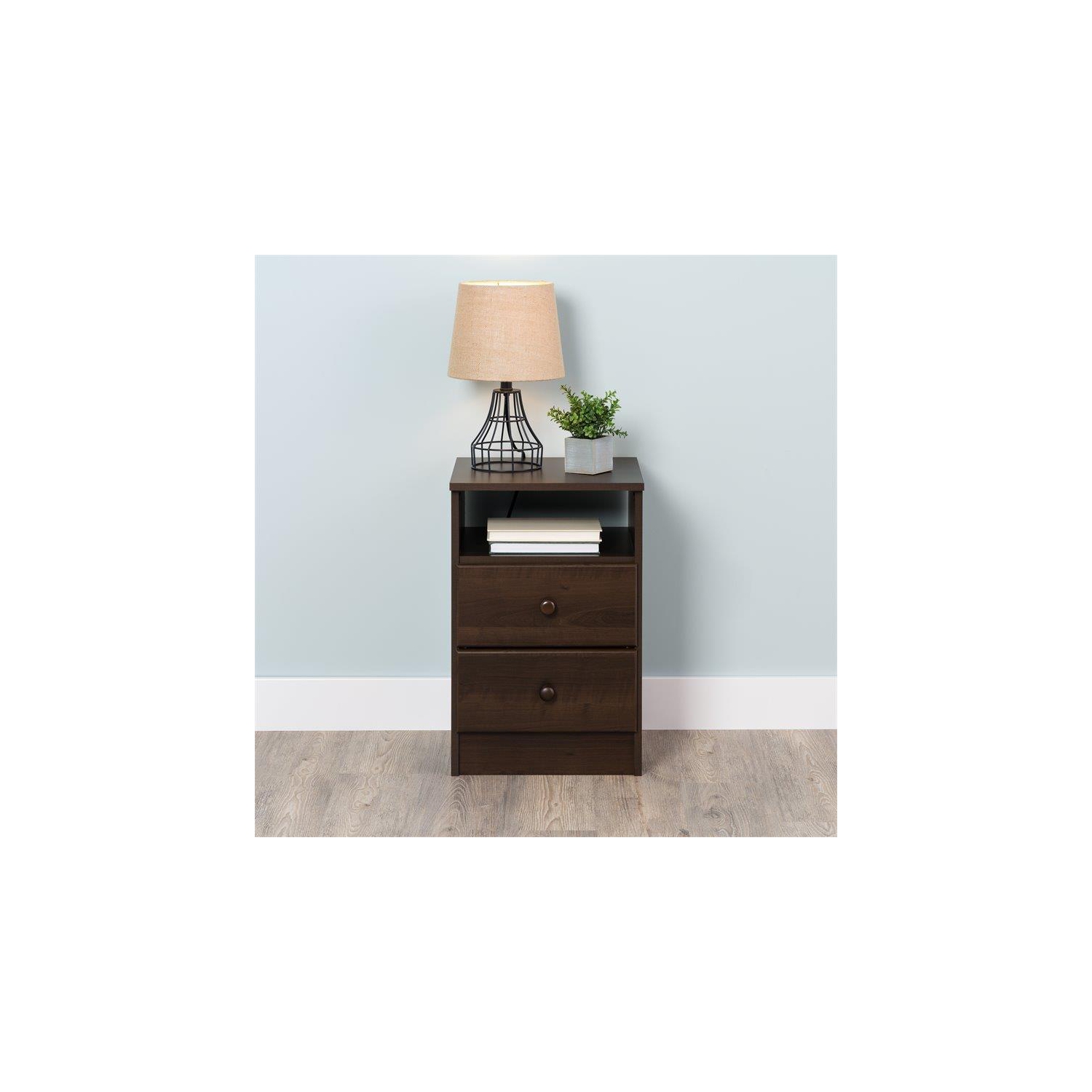 Wright Home Modern Engineered Wood 2 Drawers Nightstand in Espresso