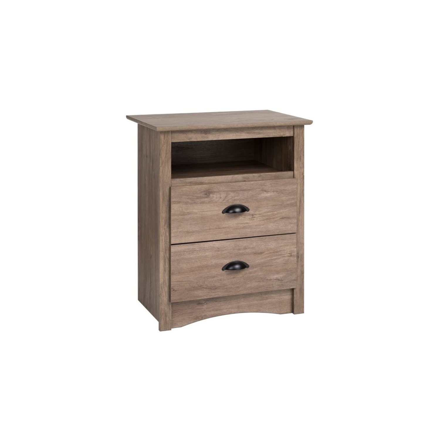 Wright Home Metal 2 Drawers Nightstand in Drifted Gray Finish