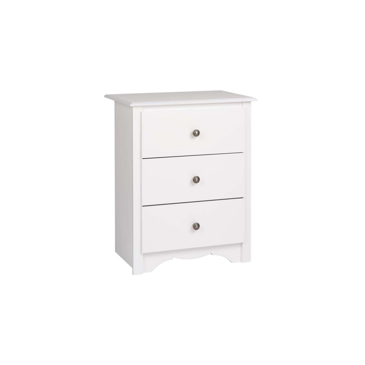 Wright Home Contemporary Metal 3 Drawers Nightstand in White Finish