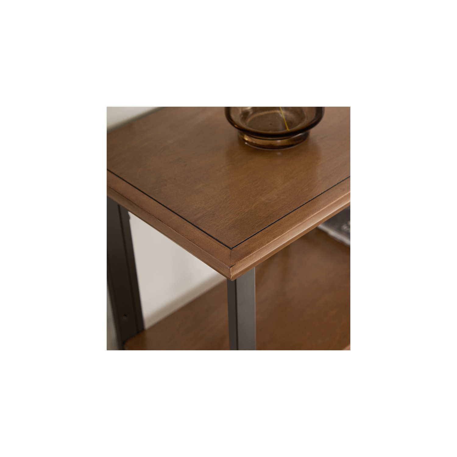 Bibliothèque en bois et en métal 11832-WLGM Finnick, espresso saule/bronze industriel