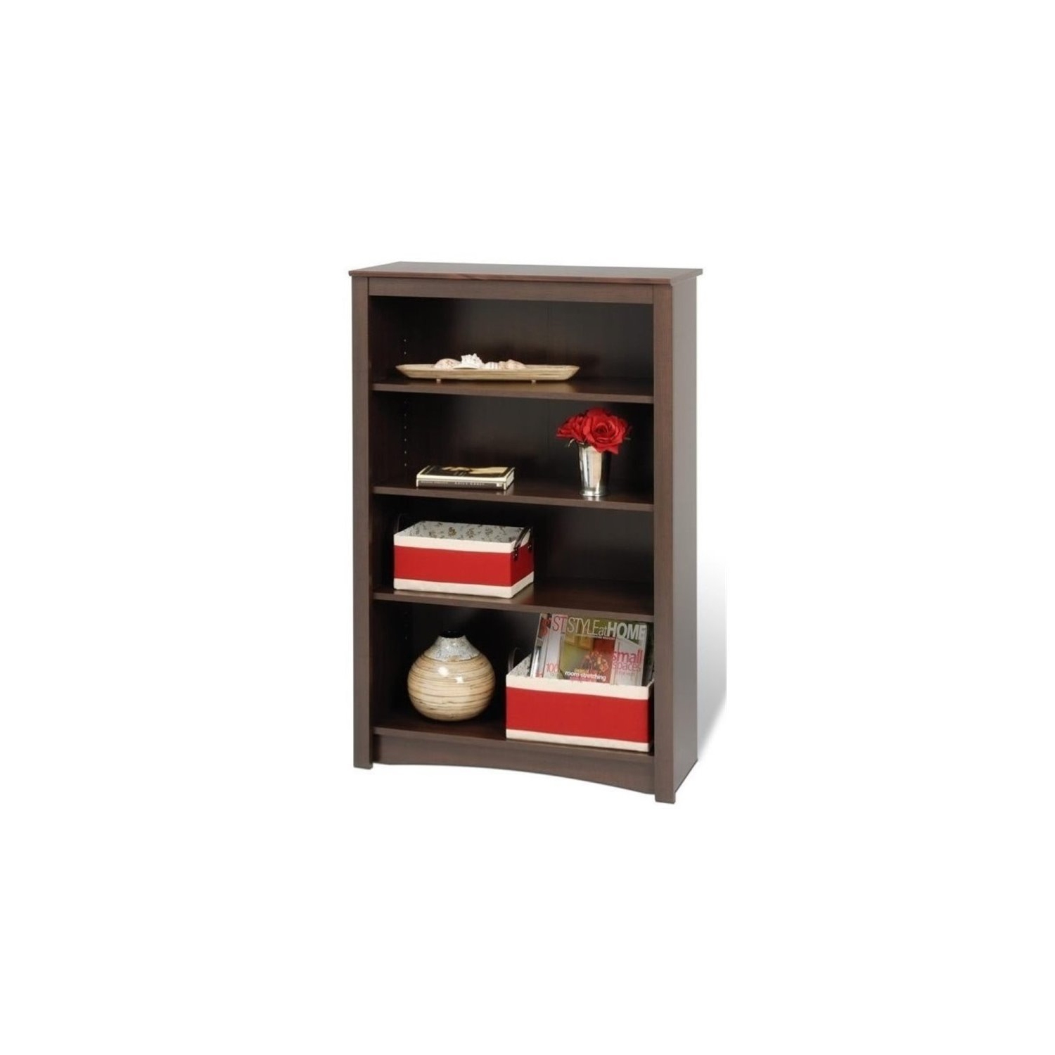 Bibliothèque transitionnelle en bois à 4 tablettes Wright Home, fini espresso