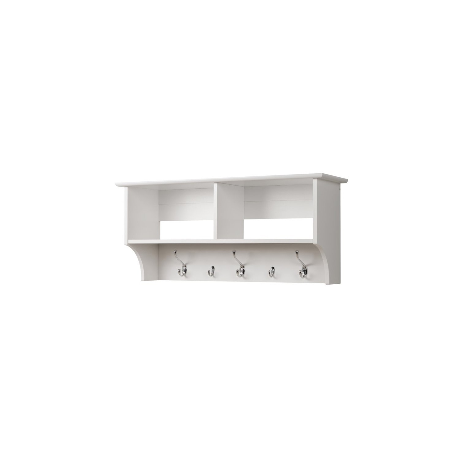 Wright Home Laminated Wooden 5 Hook Wall Coat Rack in White Finish