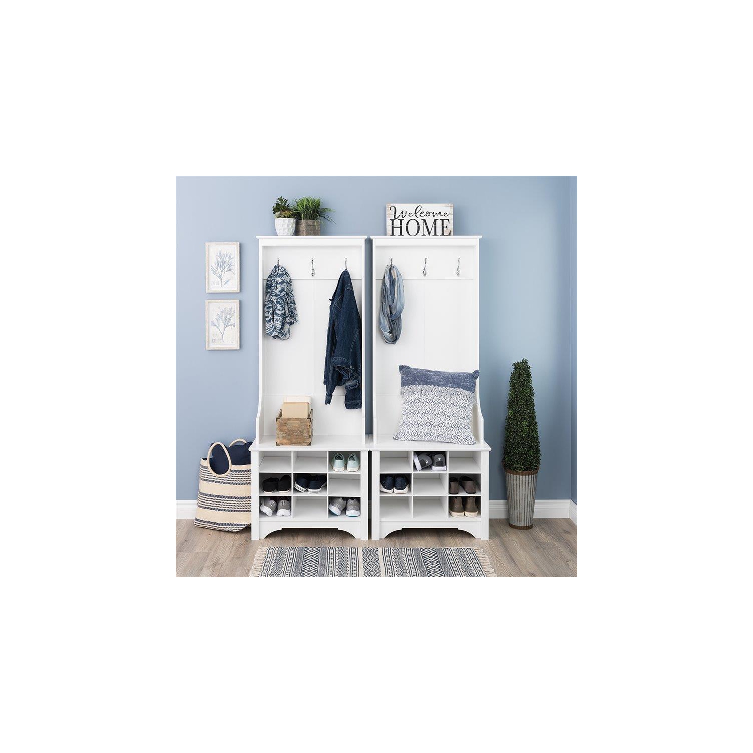 Portemanteau de 27 po en bois d’ingénierie à 9 compartiments Wright Home, fini blanc