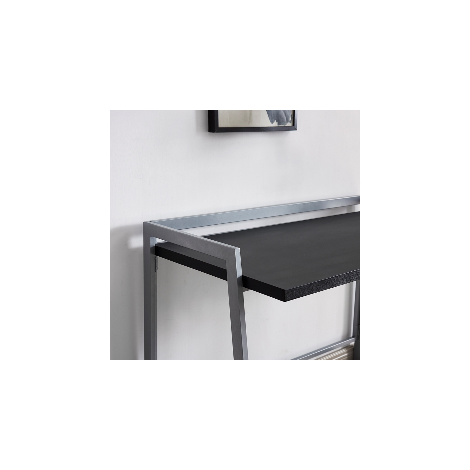 70004-BLKNK Mixed Metal and Wood Desk in Black- Black/Nickel