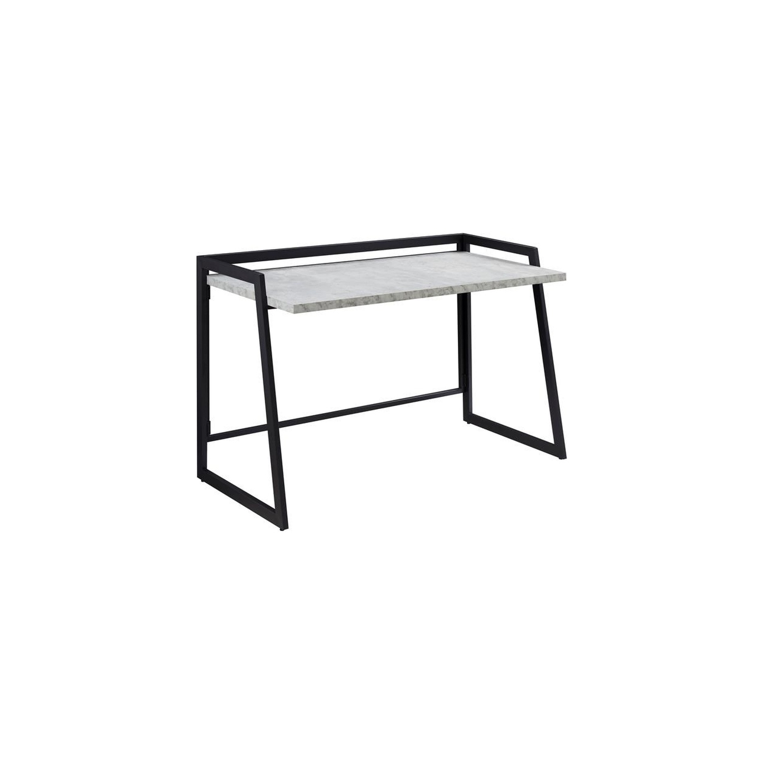 70004-CCGM Mixed Metal and Wood Desk in Gray Concrete/Gunmetal