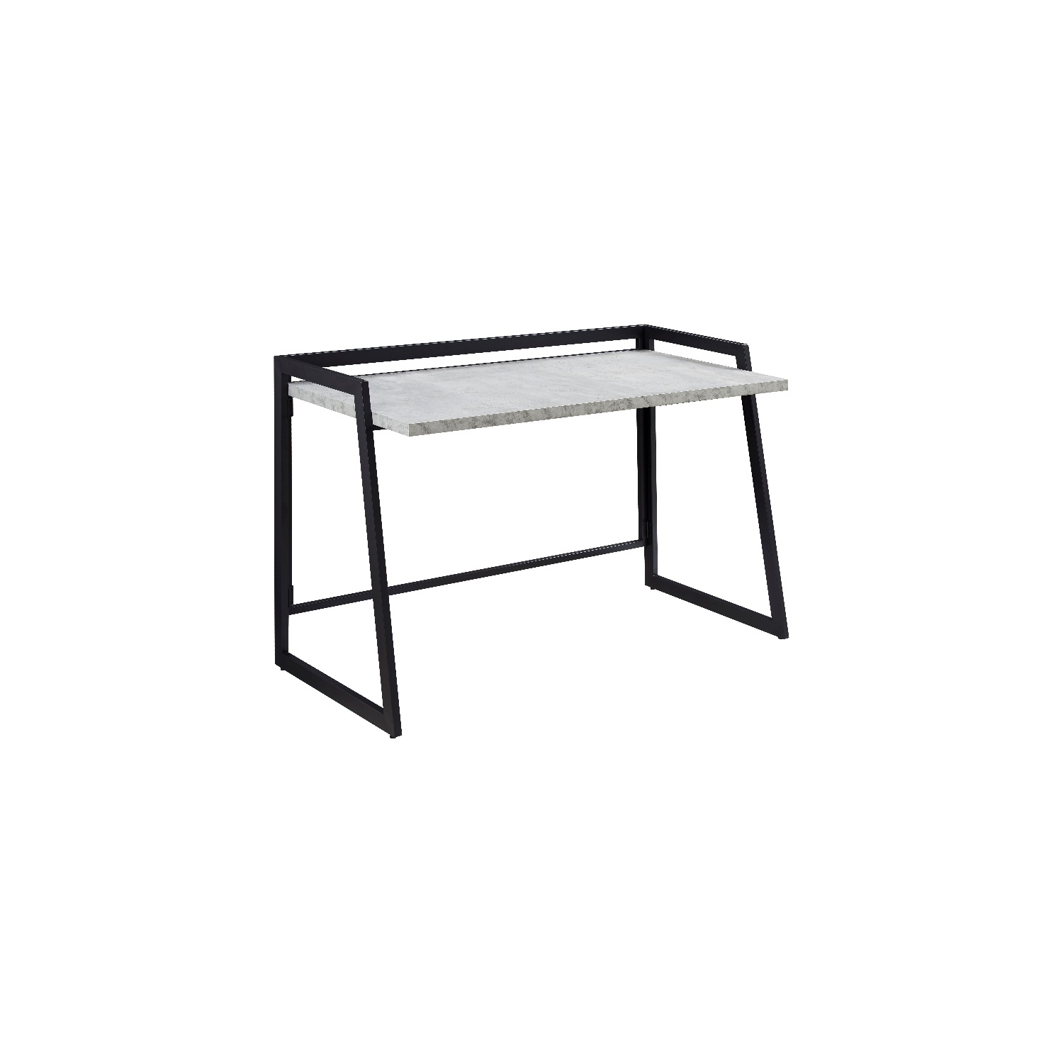 70004-CCGM Mixed Metal and Wood Desk in Gray Concrete/Gunmetal