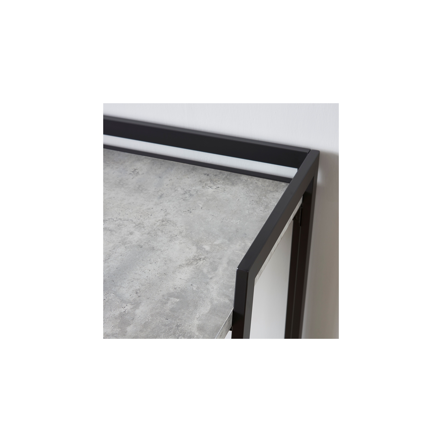 70004-CCGM Mixed Metal and Wood Desk in Gray Concrete/Gunmetal