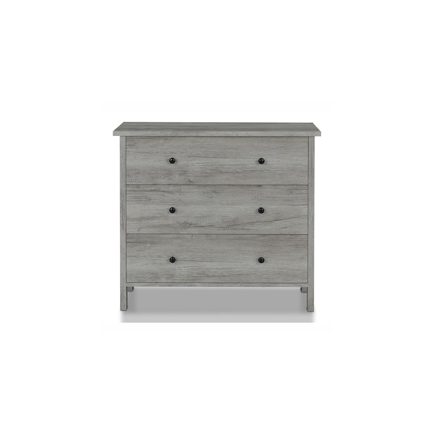 Bowery Hill Transitional Wood 3-Drawer Chest in Gray Oak Finish