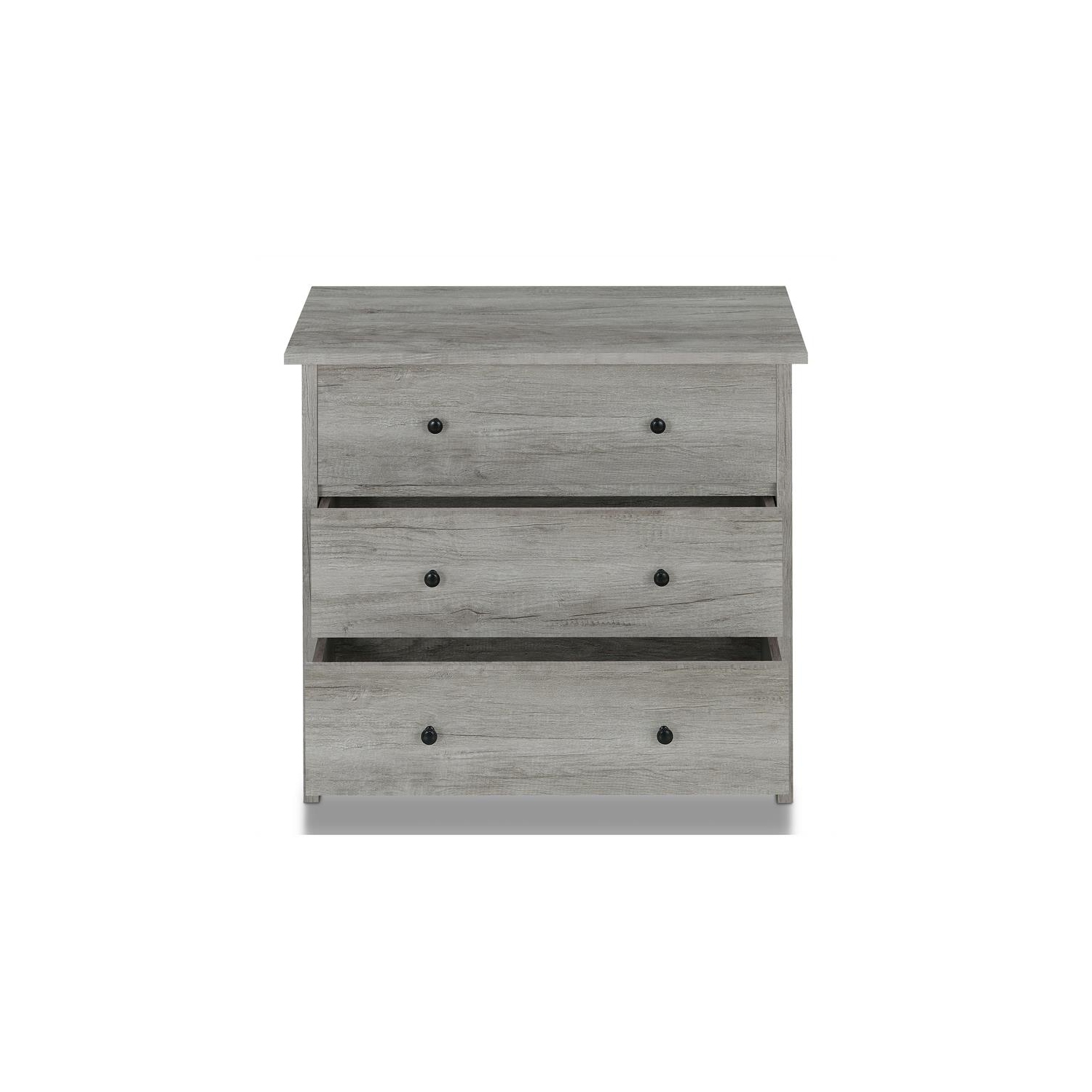 Bowery Hill Transitional Wood 3-Drawer Chest in Gray Oak Finish