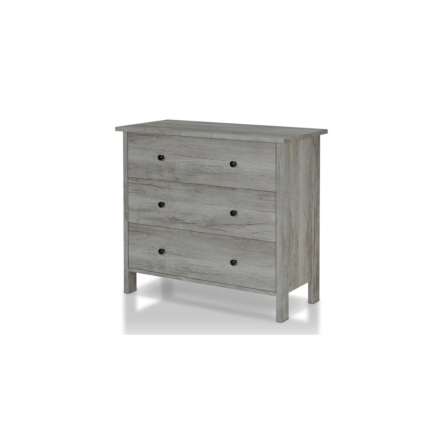 Bowery Hill Transitional Wood 3-Drawer Chest in Gray Oak Finish