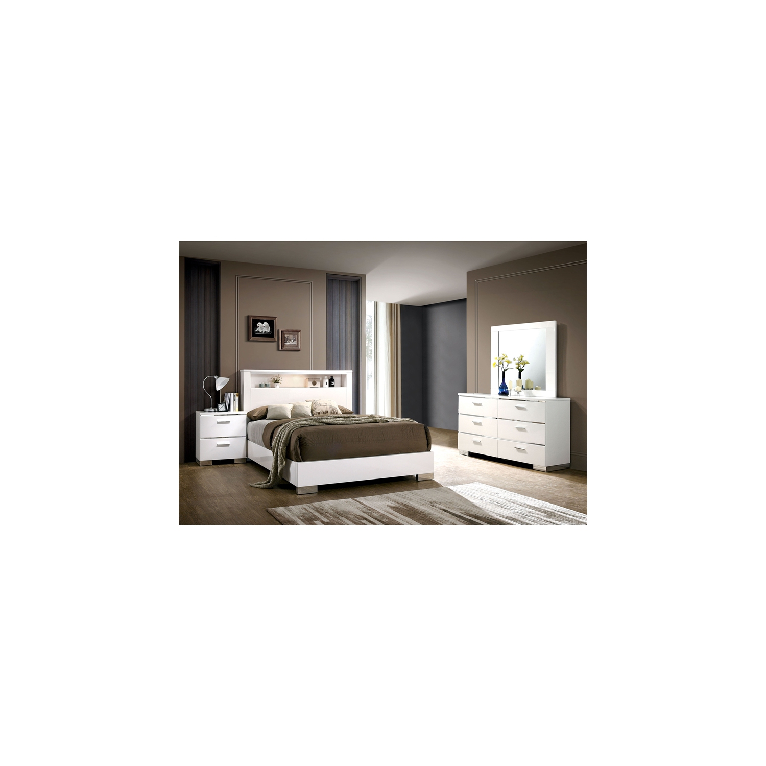 Bowery Hill Contemporary styled Wood Nightstand in White Finish