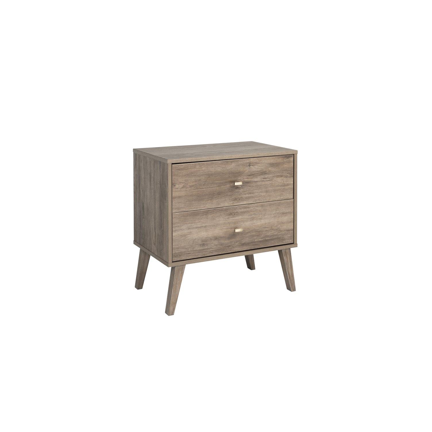 Wright Home Mid-Century Engineered Wood Modern 2 Drawers Nightstand in Gray