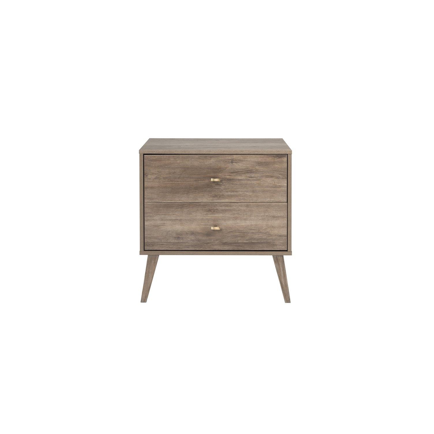 Wright Home Mid-Century Engineered Wood Modern 2 Drawers Nightstand in Gray