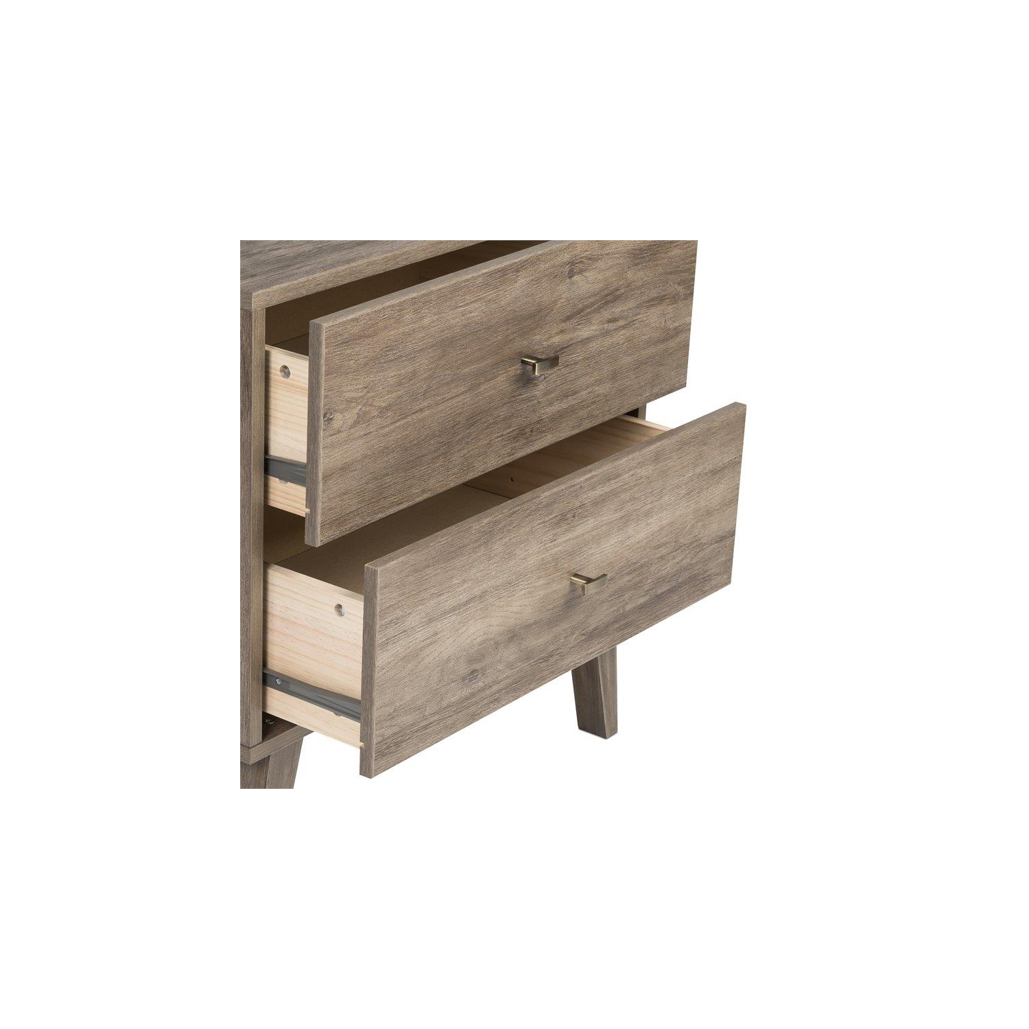 Wright Home Mid-Century Engineered Wood Modern 2 Drawers Nightstand in Gray