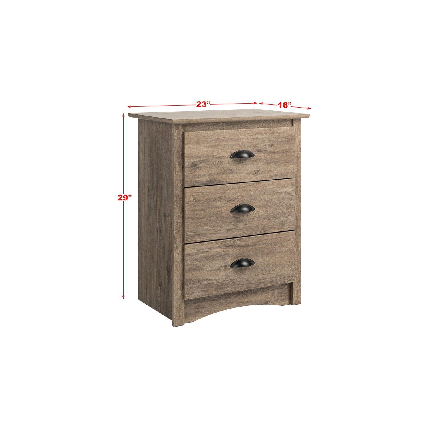 Wright Home Engineered Wood 3 Drawers Nightstand in Drifted Gray
