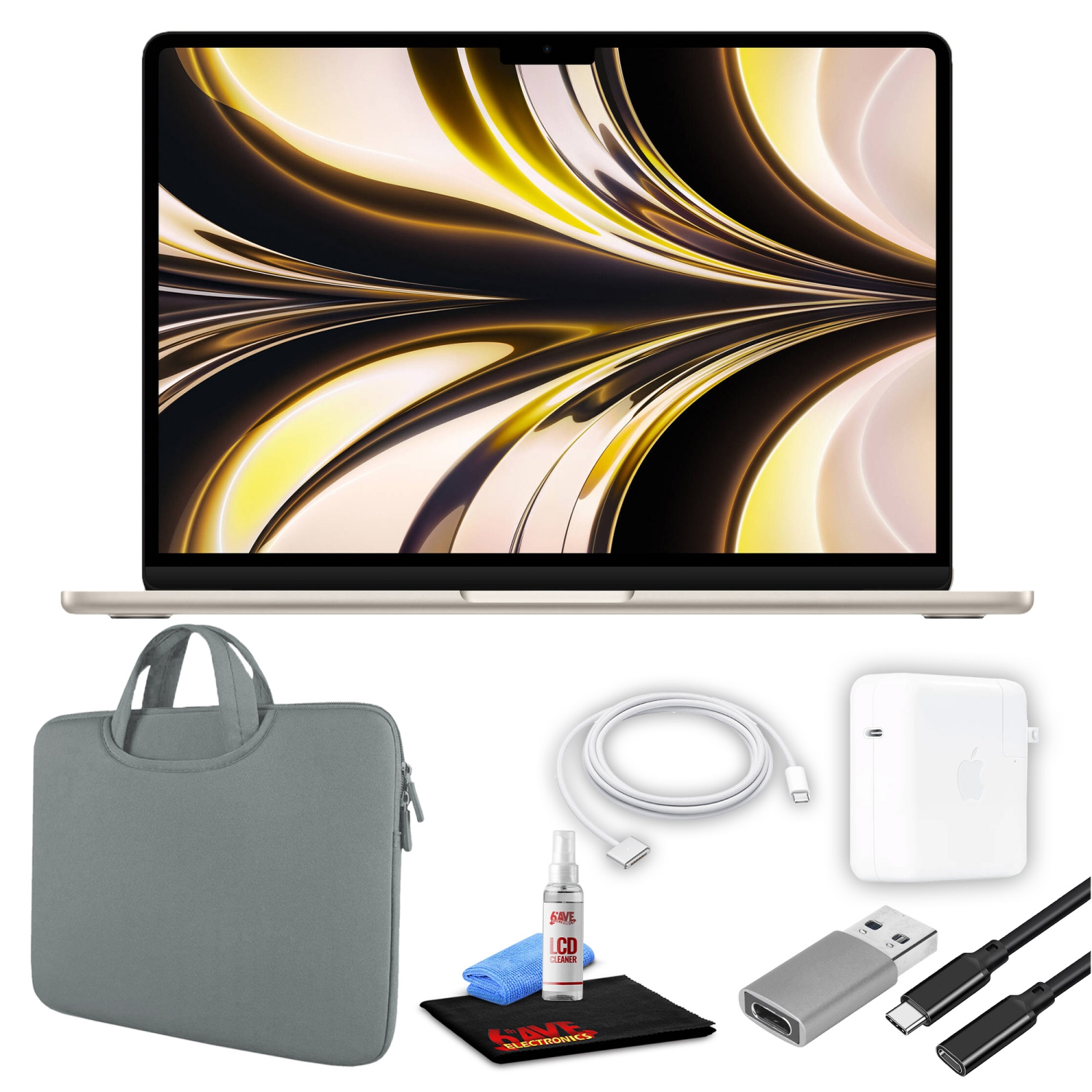 Apple MacBook Air 13" Laptop (M2, 2022, 256/512GB SSD, 4-Colors) + Gray Bundle