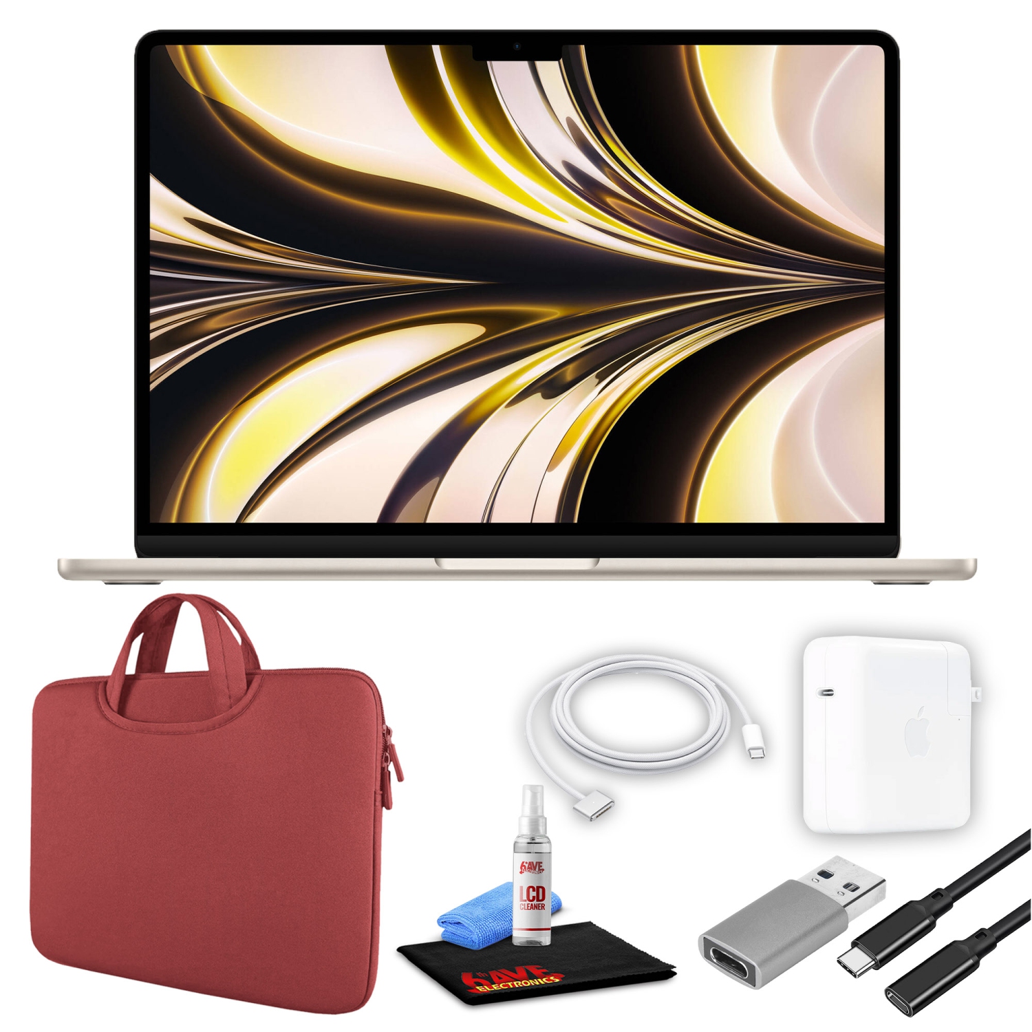 Apple MacBook Air 13" Laptop (M2, 2022, 256/512GB SSD, 4-Colors) + Red Bundle
