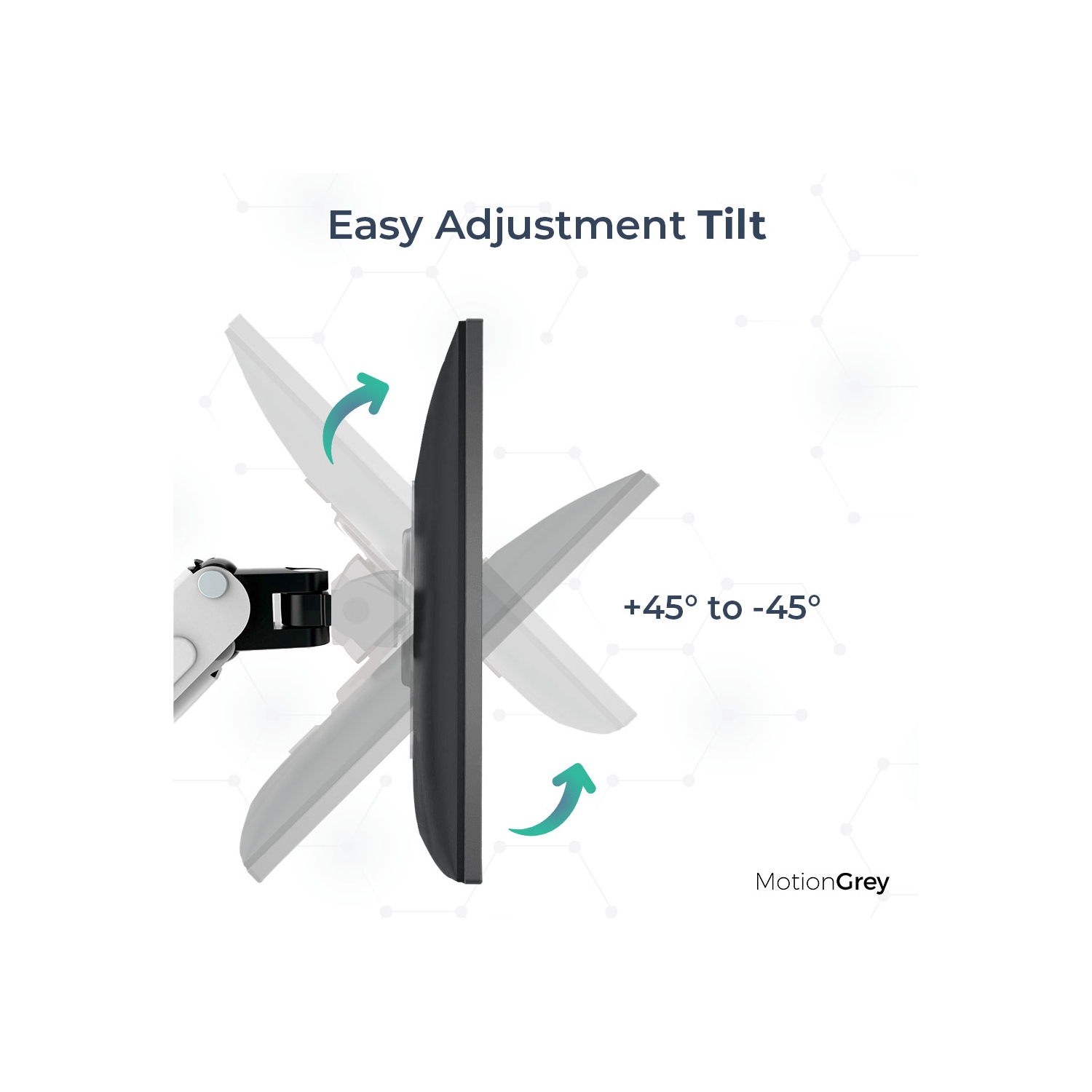 MotionGrey Dual Metal Computer Monitor Arm Stand Quick Release Vesa Mount Clamp Installation for up to 28-inch Screen for Desk - White Arms