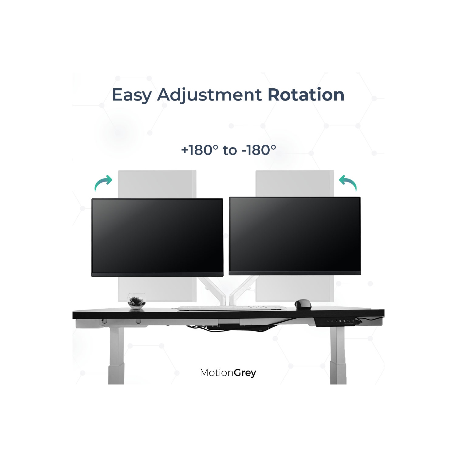 MotionGrey Dual Metal Computer Monitor Arm Stand Quick Release Vesa Mount Clamp Installation for up to 28-inch Screen for Desk - White Arms