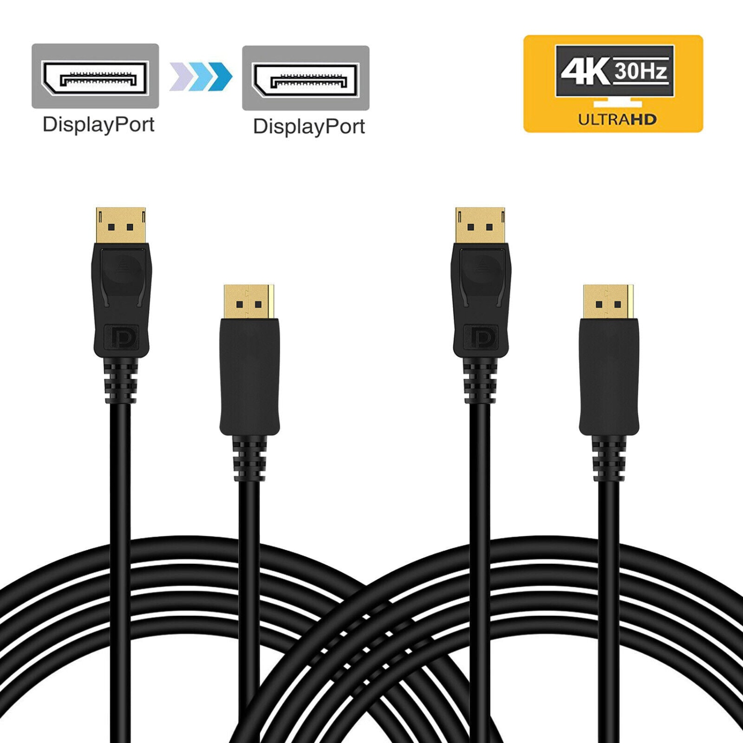 [1 à 5 PIÈCES] Câble DisplayPort à DisplayPort de 6 pi prenant en charge l’UHD 4K/1080p HD intégrale CA