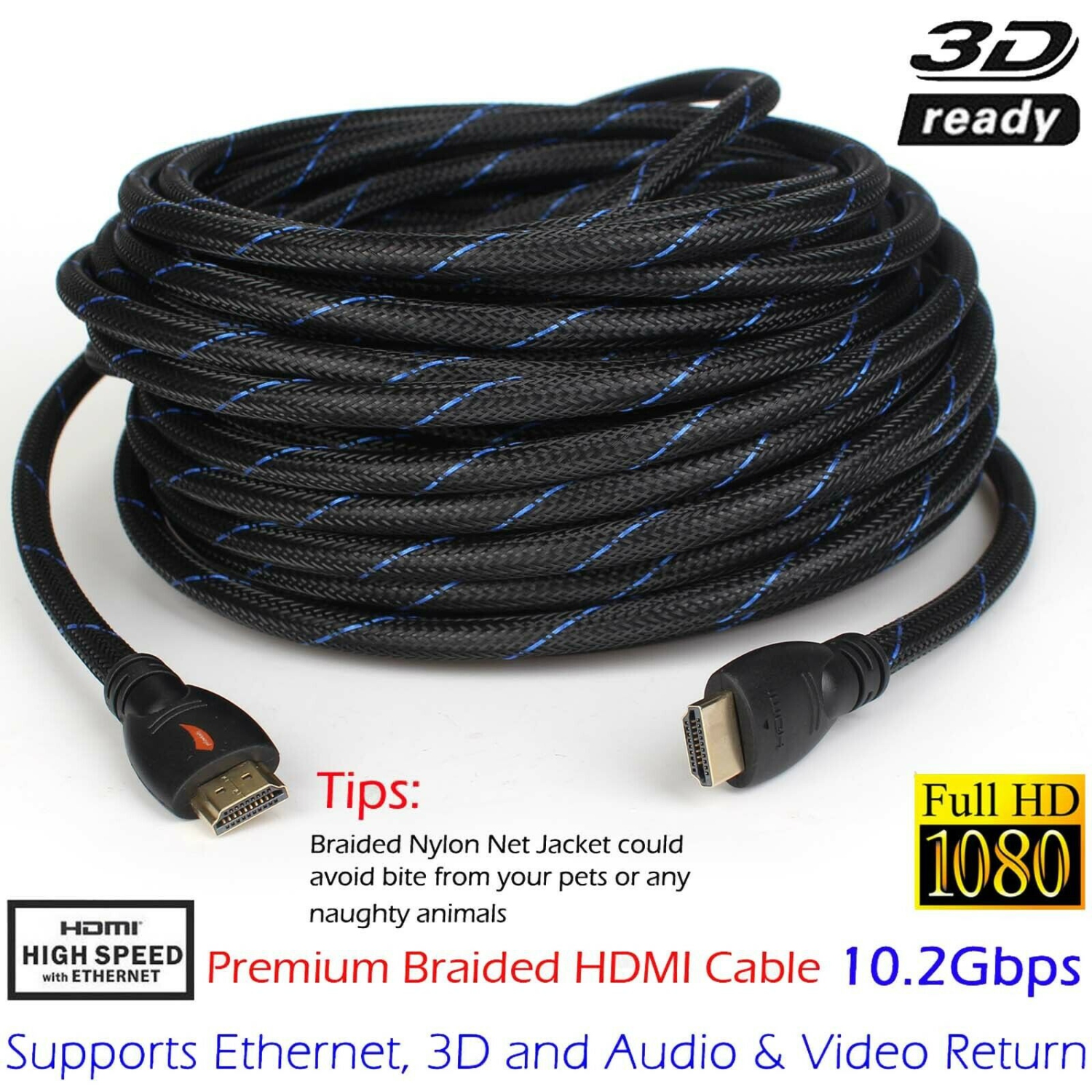 Extra Long 50FT 66FT Super High Speed HDMI Cable 1.4 Ethernet 3D 1080P HDTV  xBox