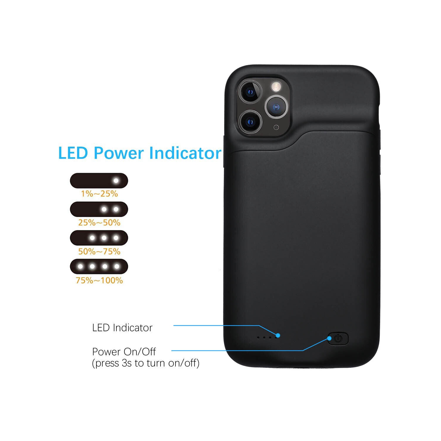 Protective Portable Charging Battery Case for Apple iPhone 5s 6 7 8 Xs 11 SE2020