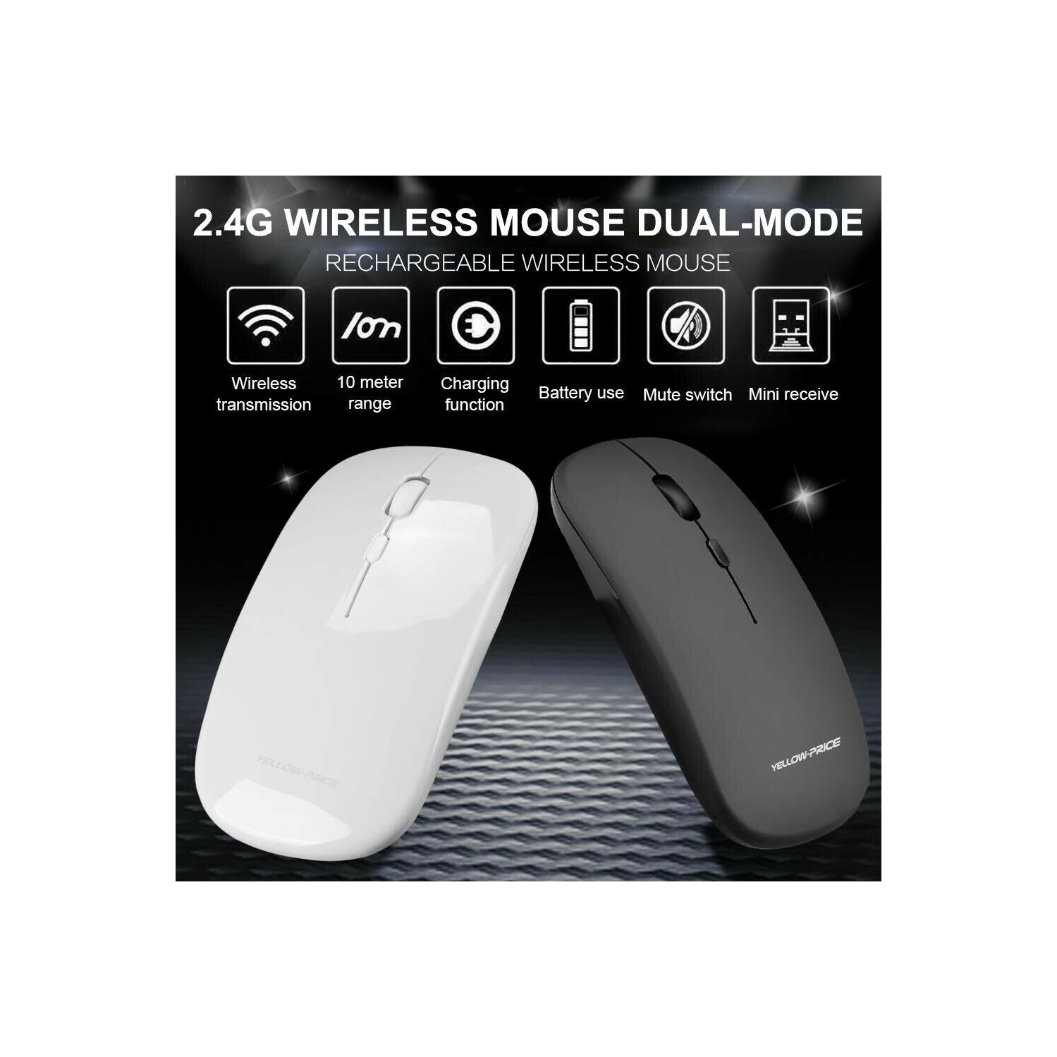 2.4G Rechargeable USB C Wireless Mouse Quiet Clicking for Type-C Laptop, MacBook
