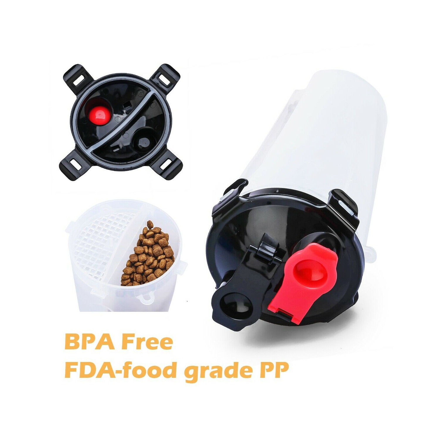 [2-CHAMBER DESIGN] Pet Food Container with Collapsible Dog Bowls for Dogs Cats