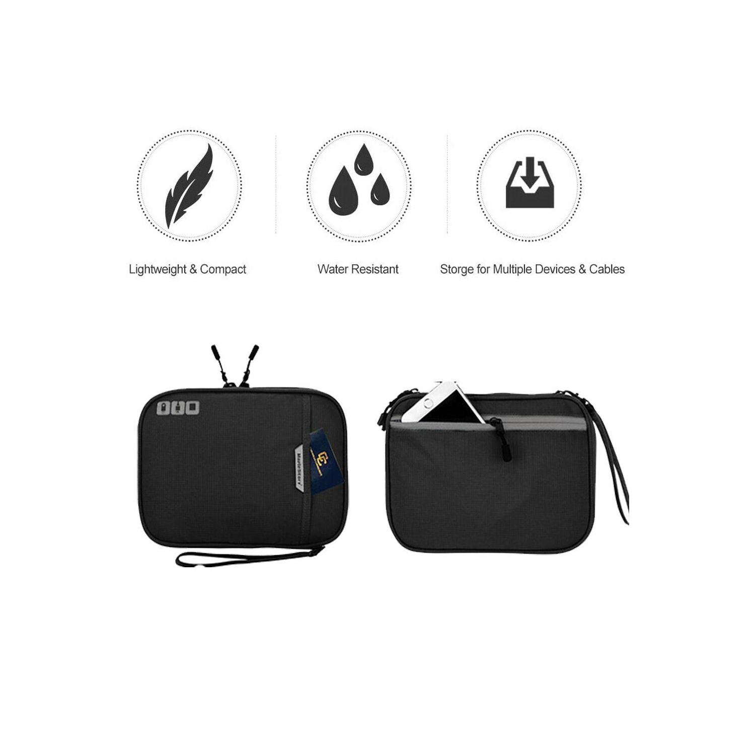 [Large Capacity & Water Resisitent] Portable Electronic Organizer Travel Bag CA